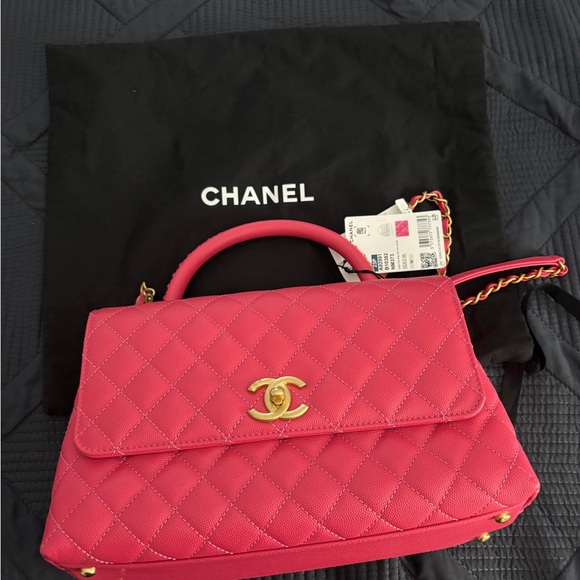 CHANEL Handbags - Chanel Dark Pink Quilted Top-Handle Flap Bag